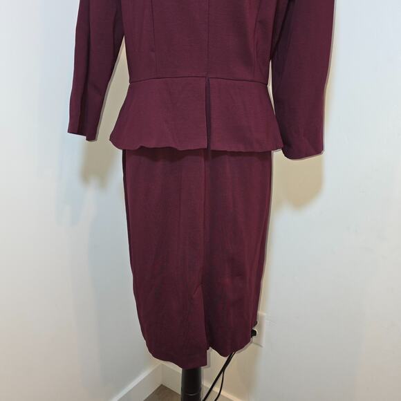 Talbots Peplum Burgundy Dress 3/4 Sleeve Size 16 USA XL - Picture 4 of 9